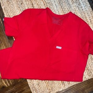 Figs Vibrant Red Scrub top